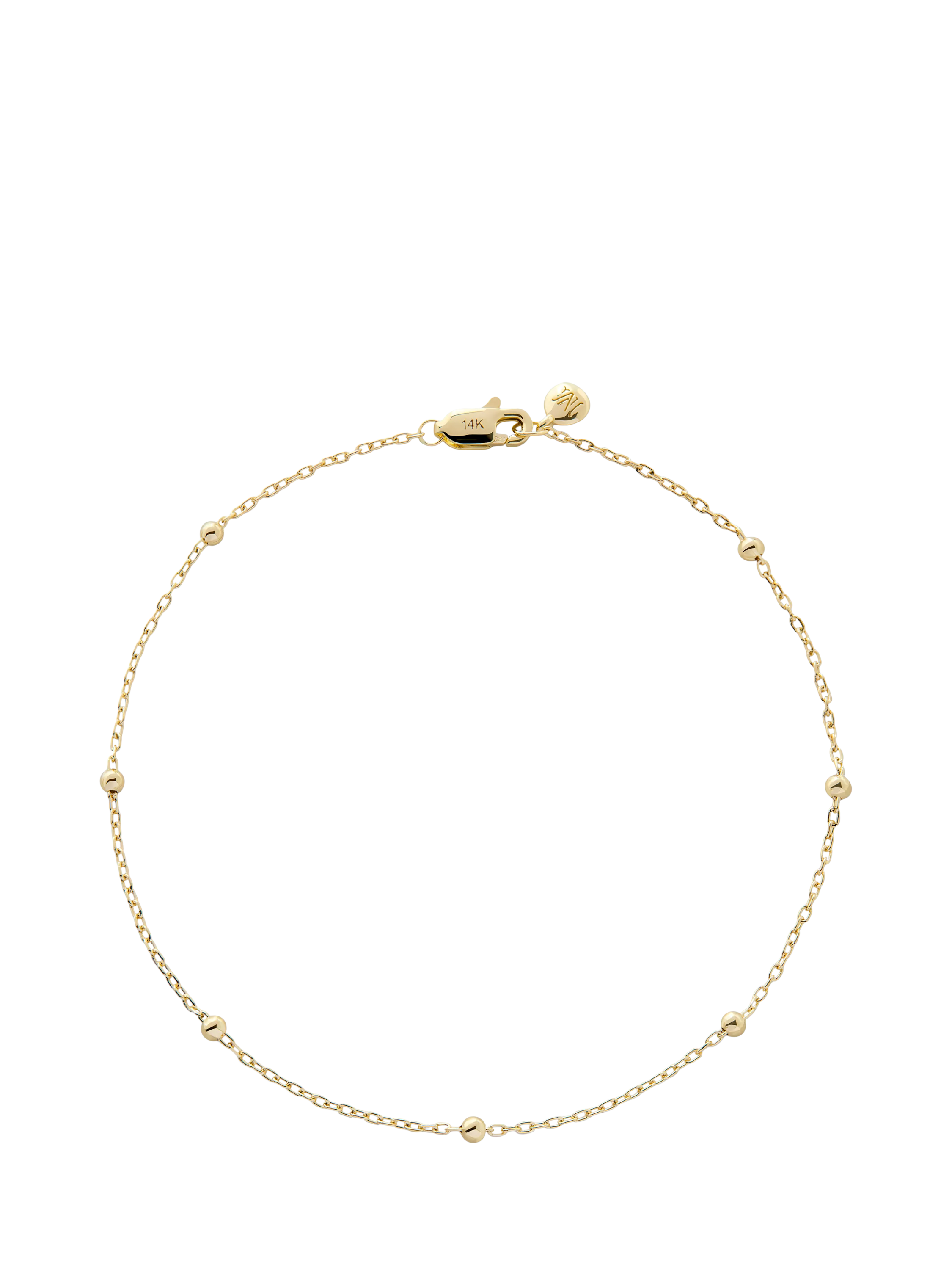 Monica Vinader gold beaded chain bracelet, imported from the UK