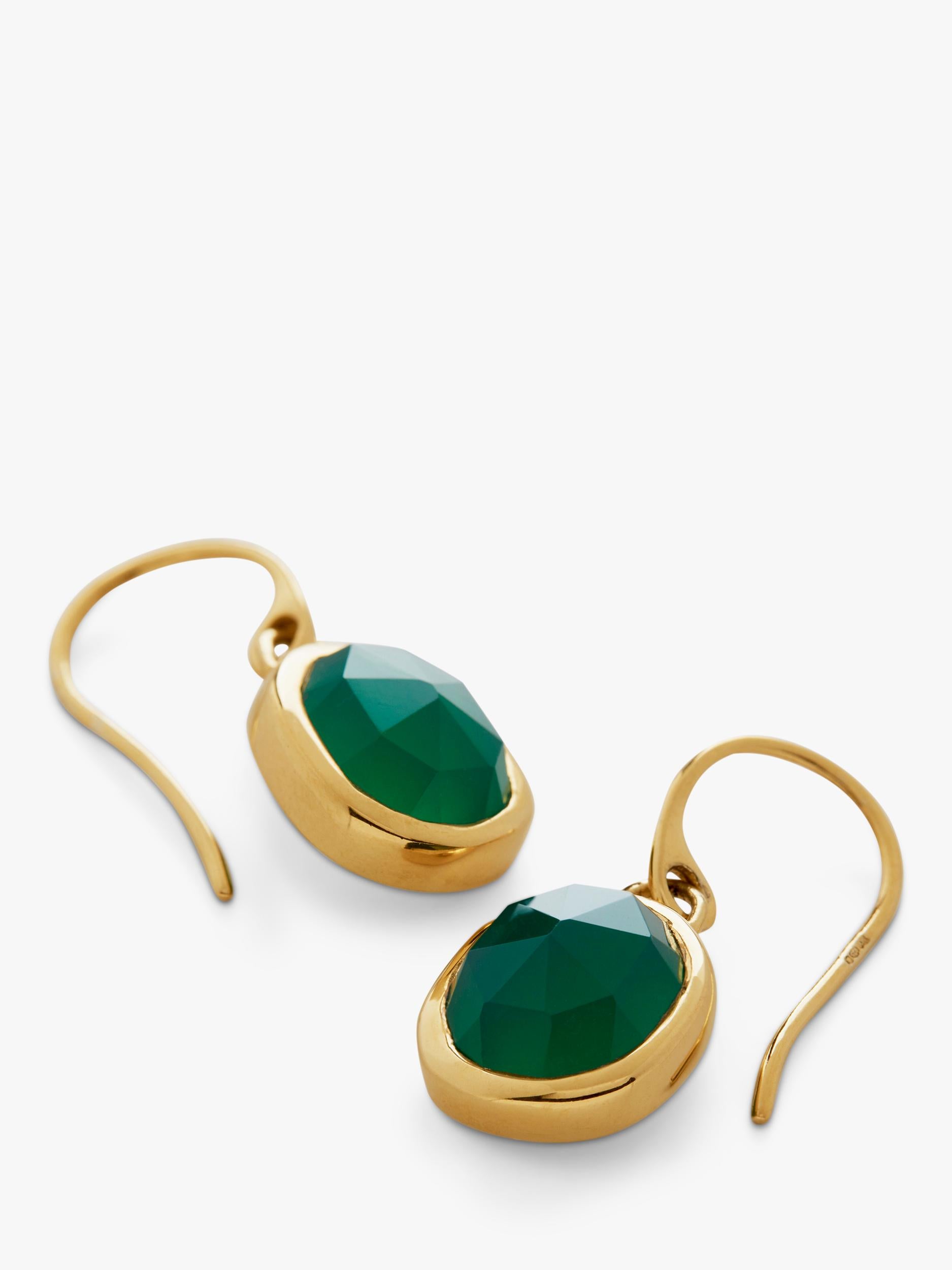 Monica Vinader Siren Onyx Drop Earrings Gold, UK version