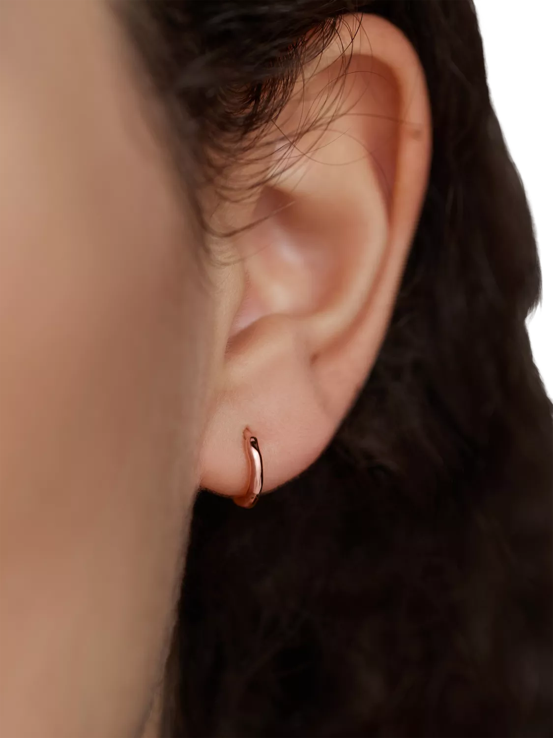 Monica Vinader mini hoop earrings rose gold vermeil, imported from the UK