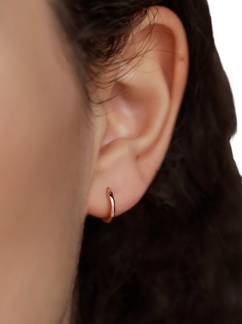 Monica Vinader mini hoop earrings rose gold vermeil, imported from the UK
