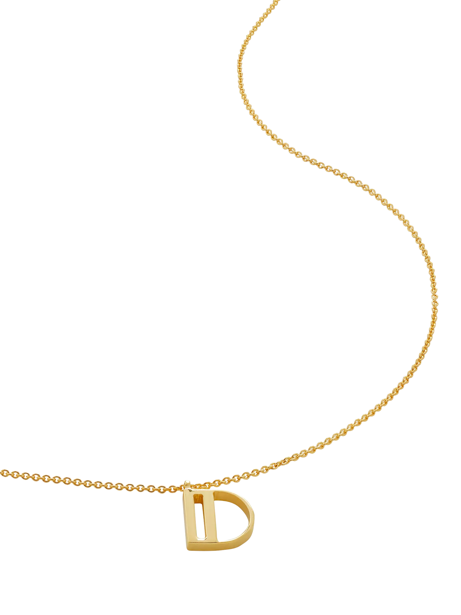Monica Vinader Initial Chain Necklace, Gold, D