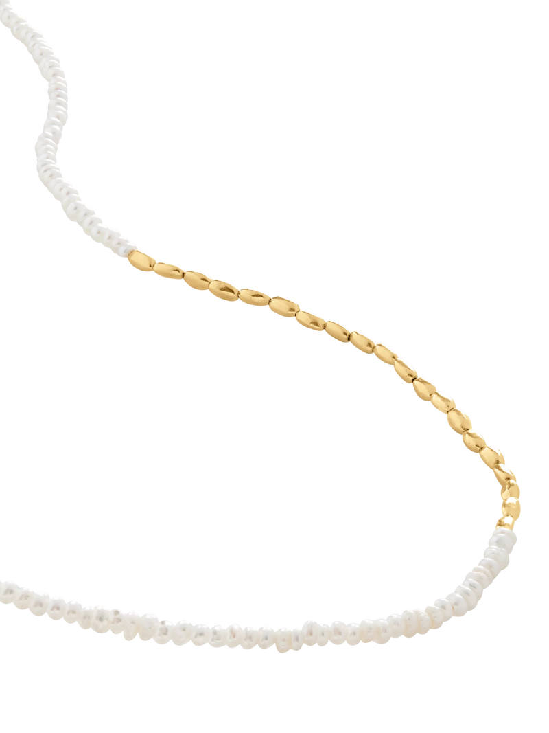 Monica Vinader mini nugget pearl necklace gold, UK version