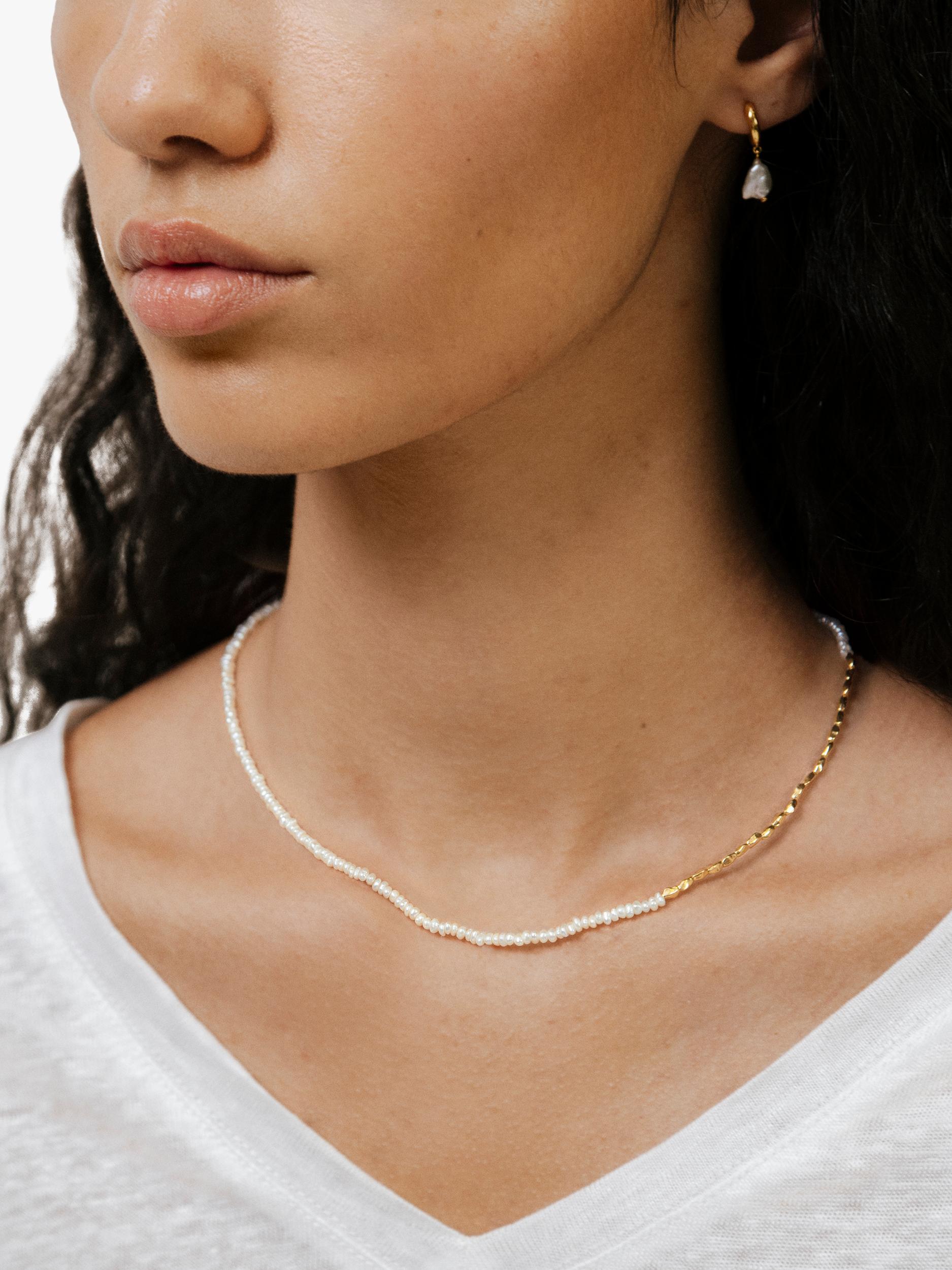 Monica Vinader mini nugget pearl necklace gold, UK version