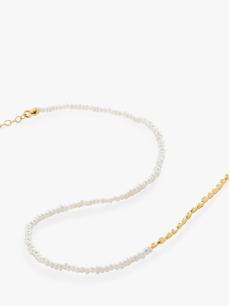 Monica Vinader mini nugget pearl necklace gold, UK version