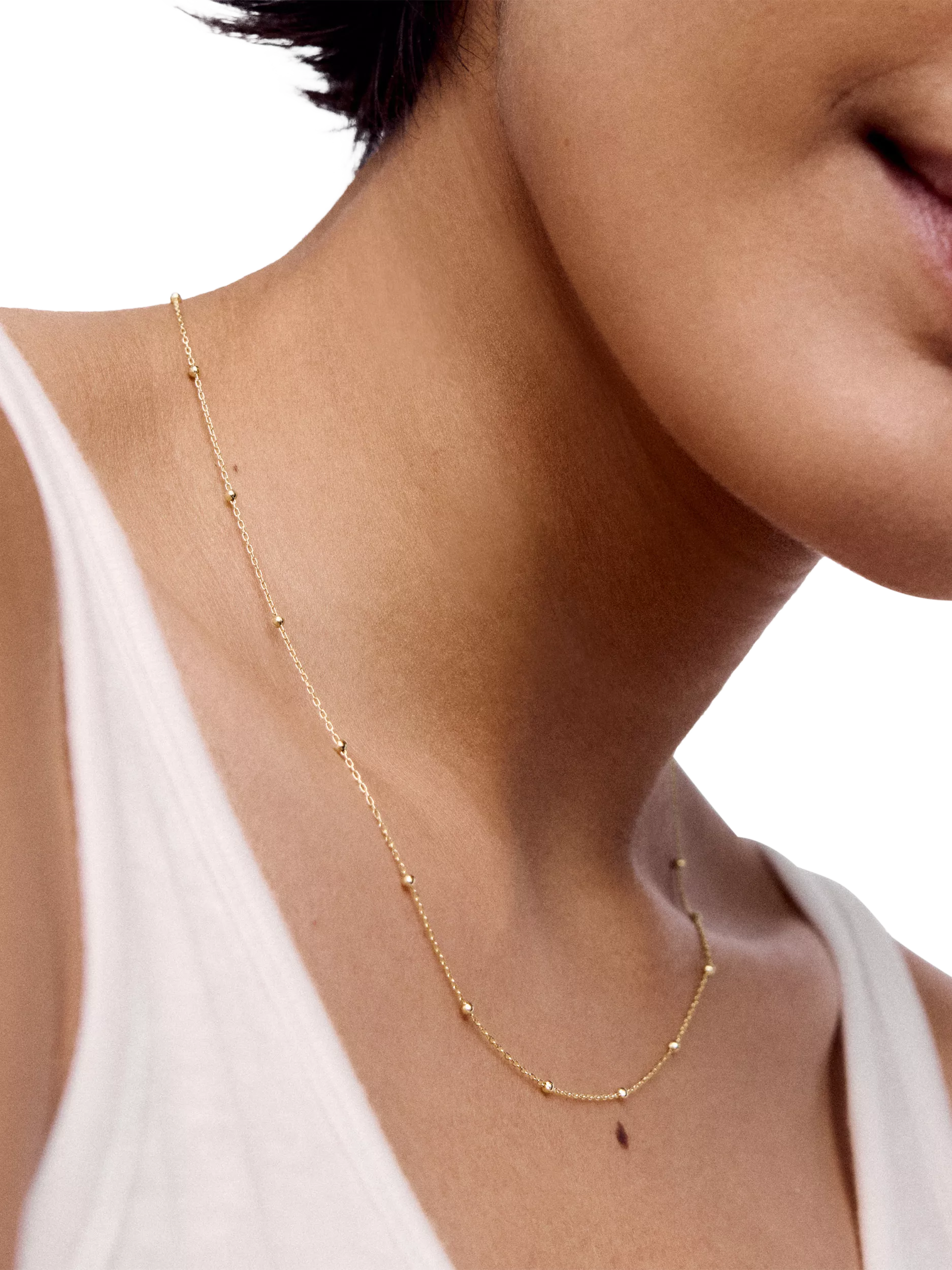 Monica Vinader 14ct yellow gold beaded chain necklace, UK version