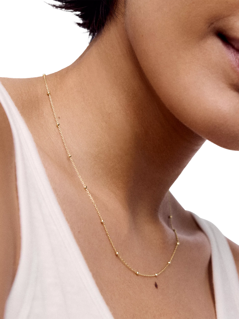 Monica Vinader 14ct yellow gold beaded chain necklace, UK version