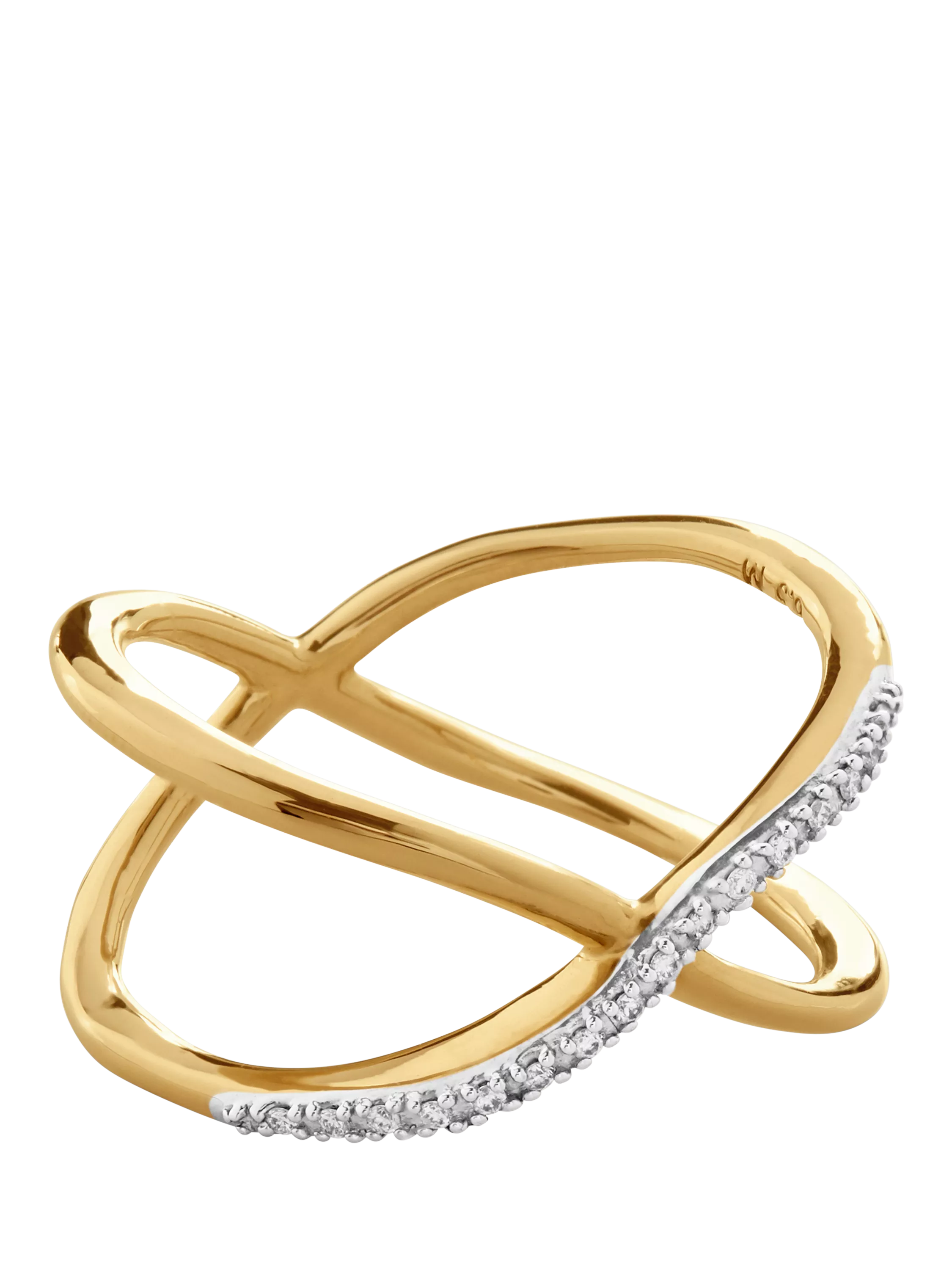 Monica Vinader Riva Diamond Ring gold vermeil size M, UK version