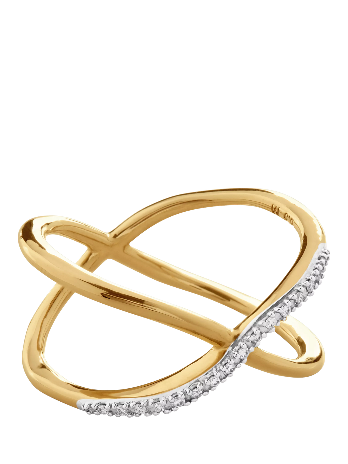 Monica Vinader Riva Diamond Ring gold vermeil size M, UK version