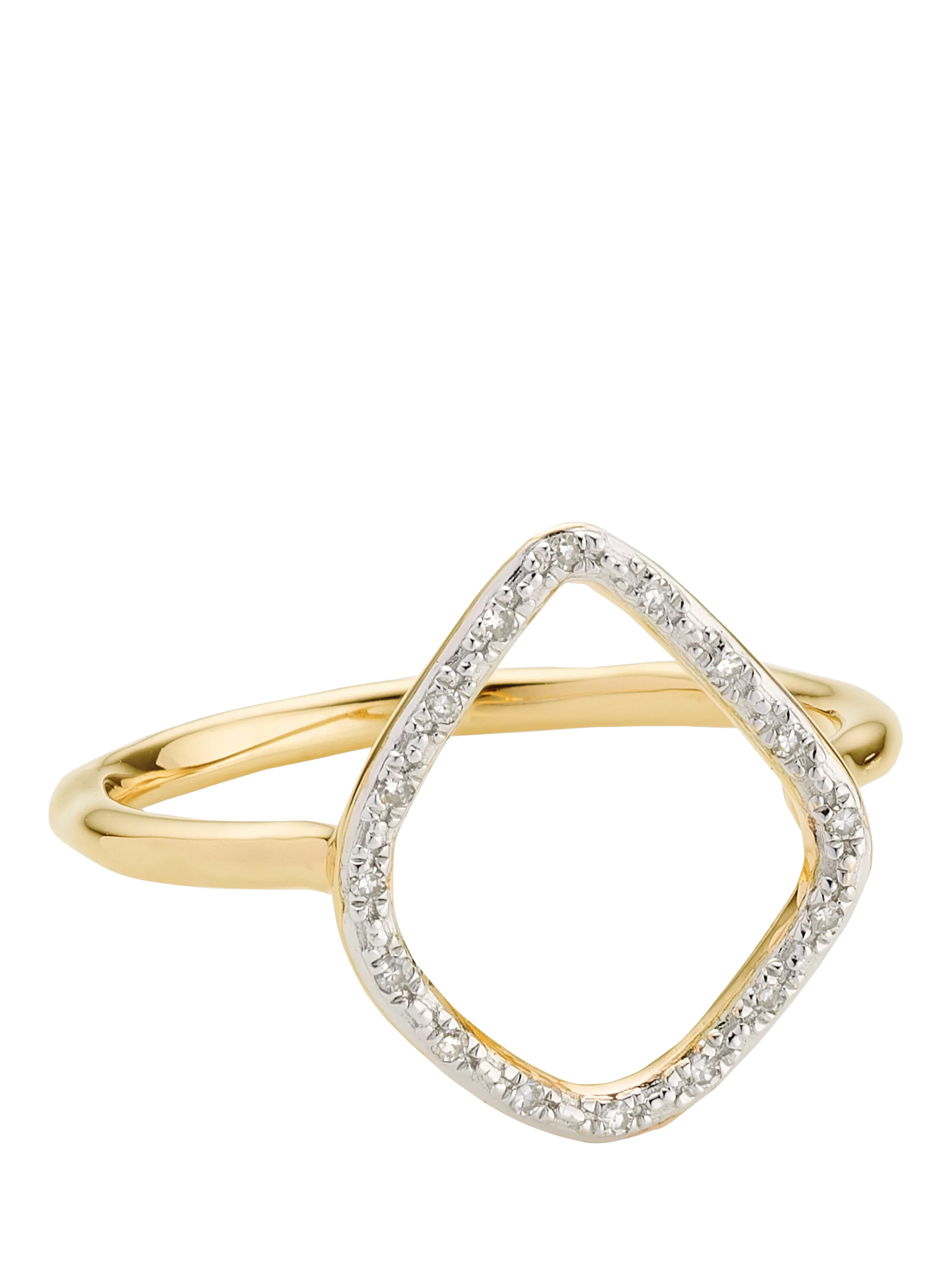 Monica Vinader Riva diamond cross over ring gold UK N - British product
