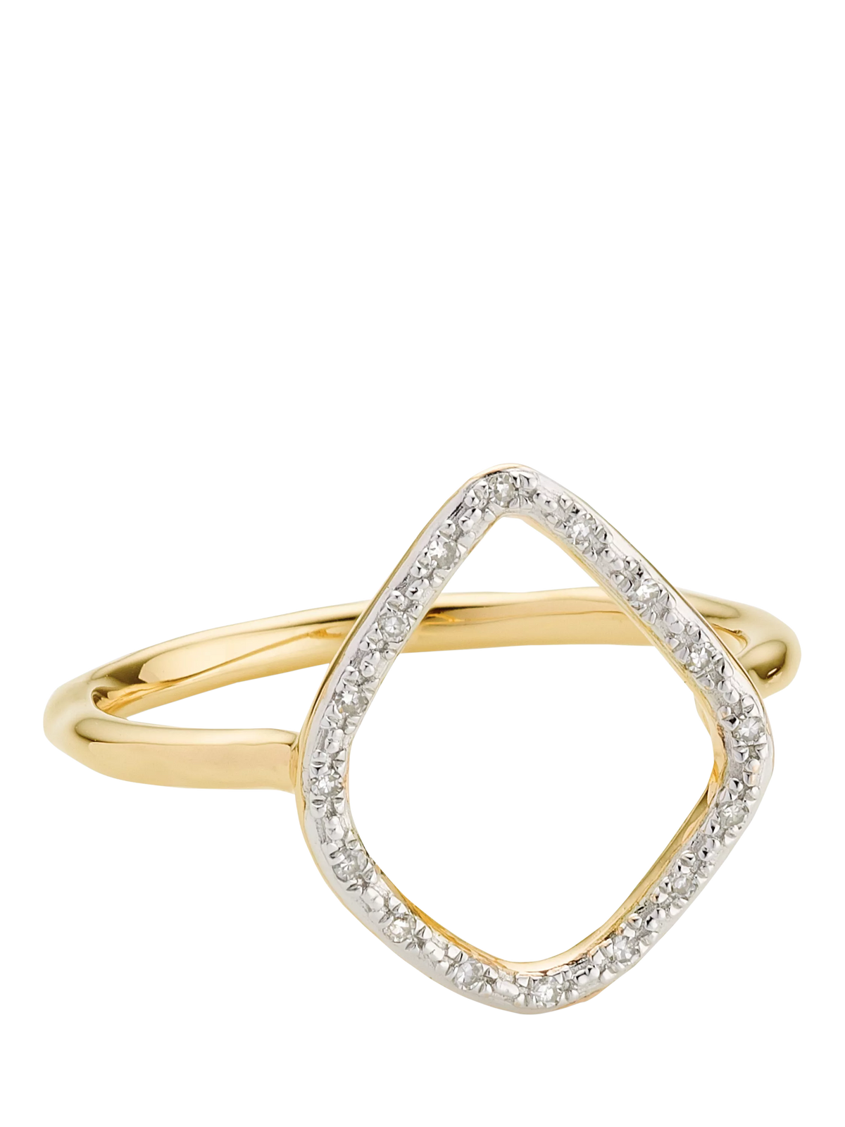 Monica Vinader Riva diamond cross over ring gold UK N - British product
