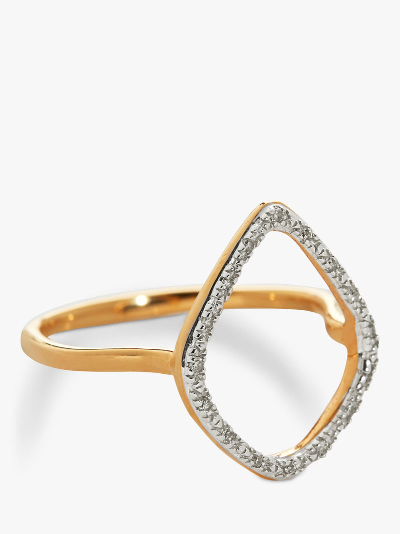 Monica Vinader Riva diamond cross over ring gold UK N - British product