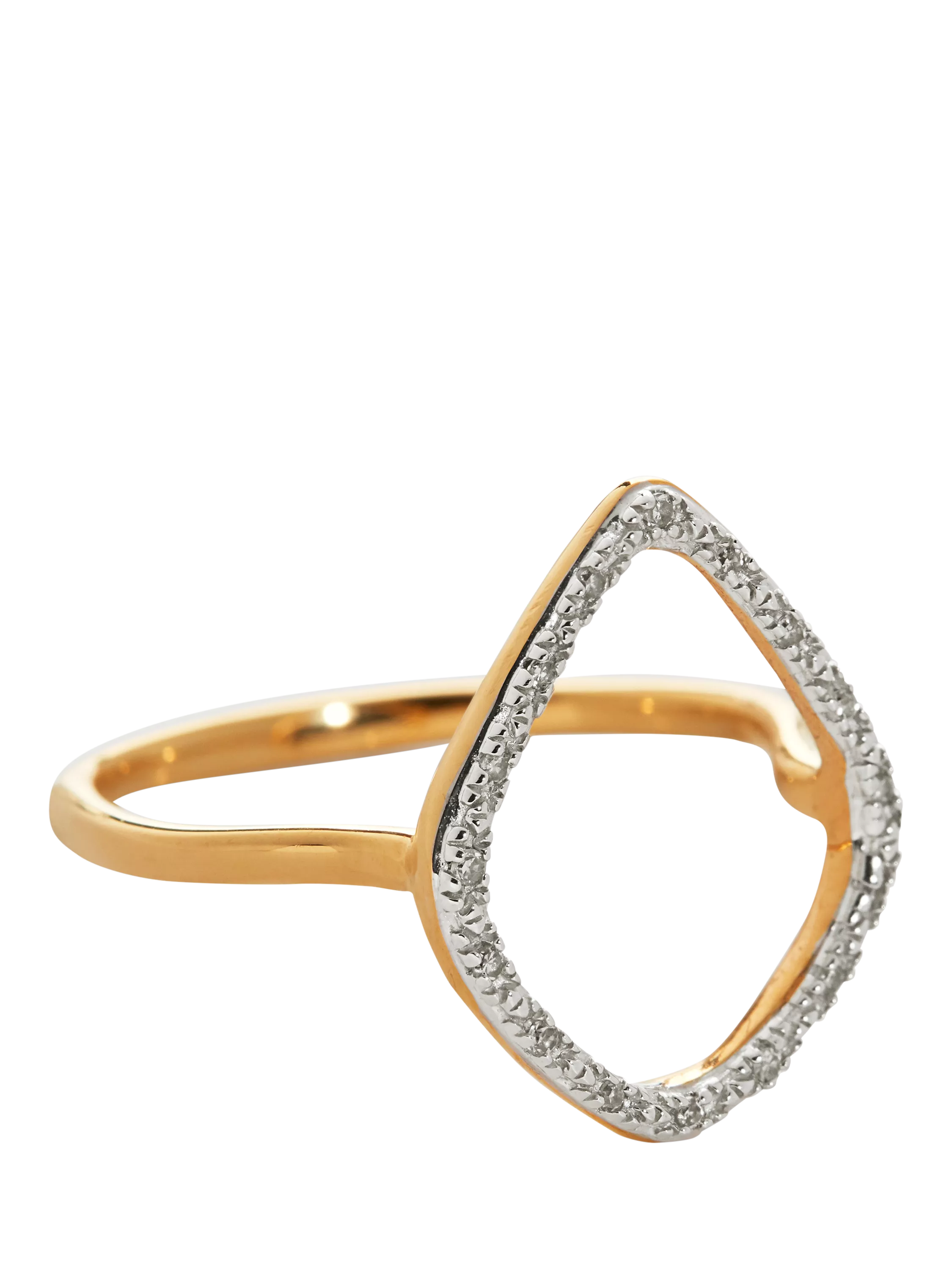 Monica Vinader Riva diamond cross over ring gold UK N - British product