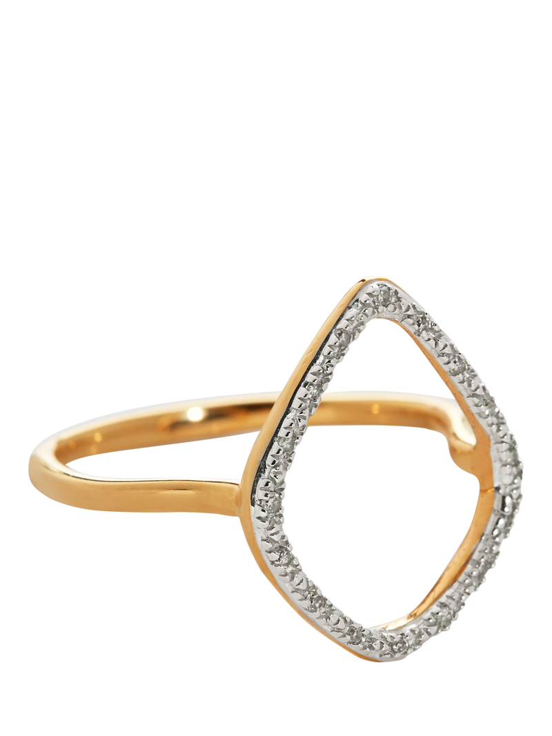 Monica Vinader Riva diamond cross over ring gold UK N - British product
