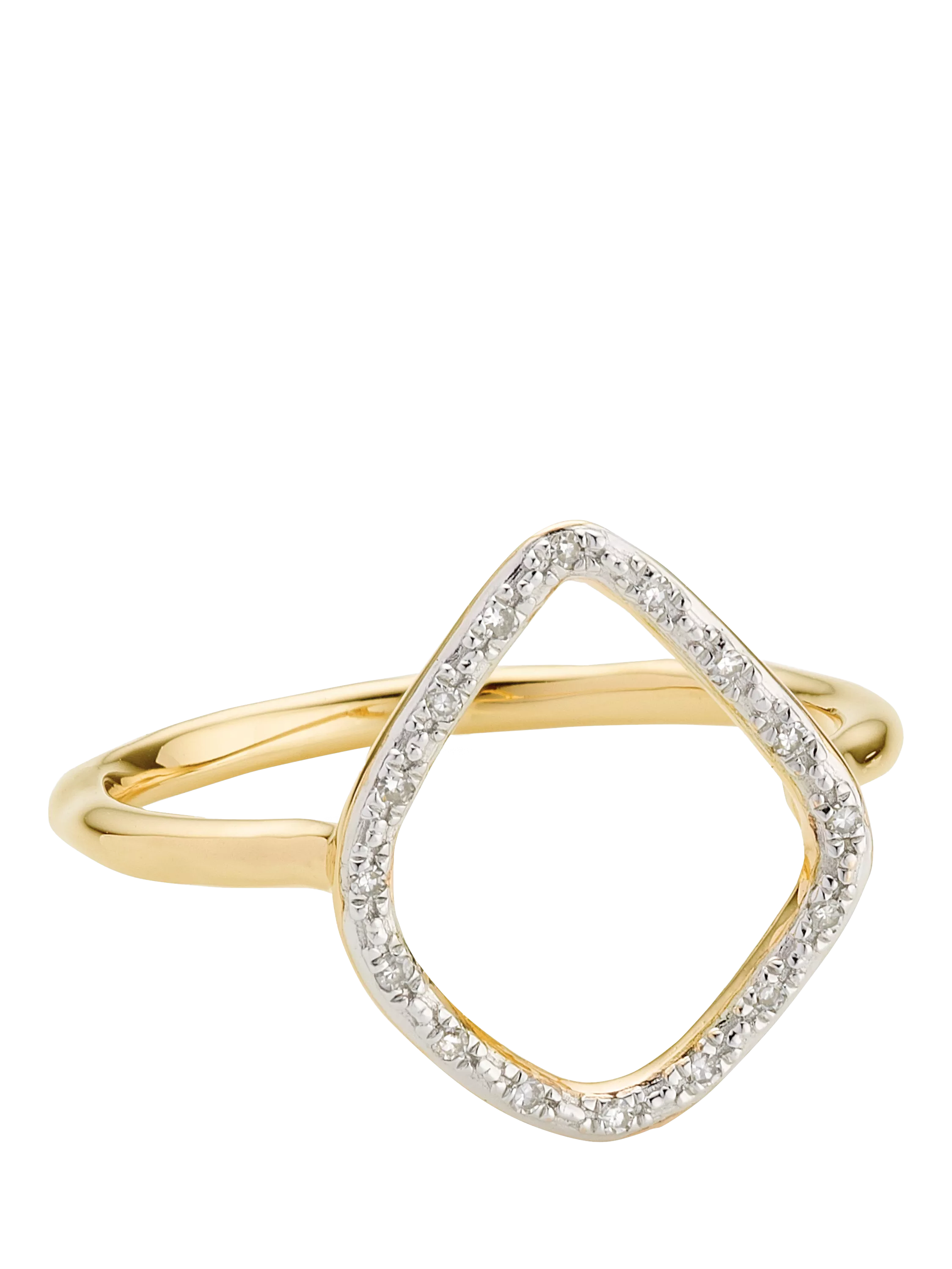 Monica Vinader Riva kite pavé diamond cross over ring size S - British product