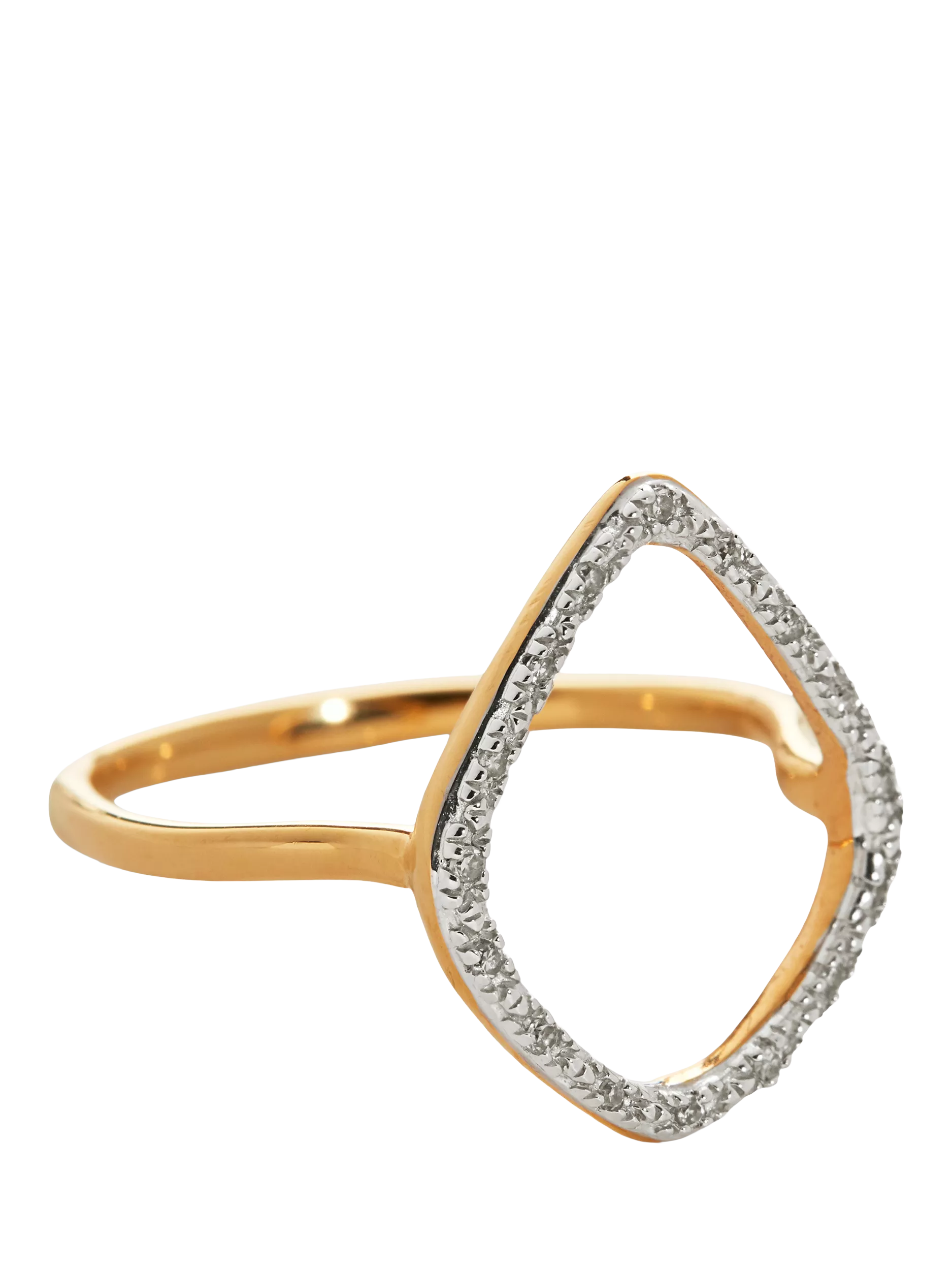 Monica Vinader Riva kite pavé diamond cross over ring size S - British product