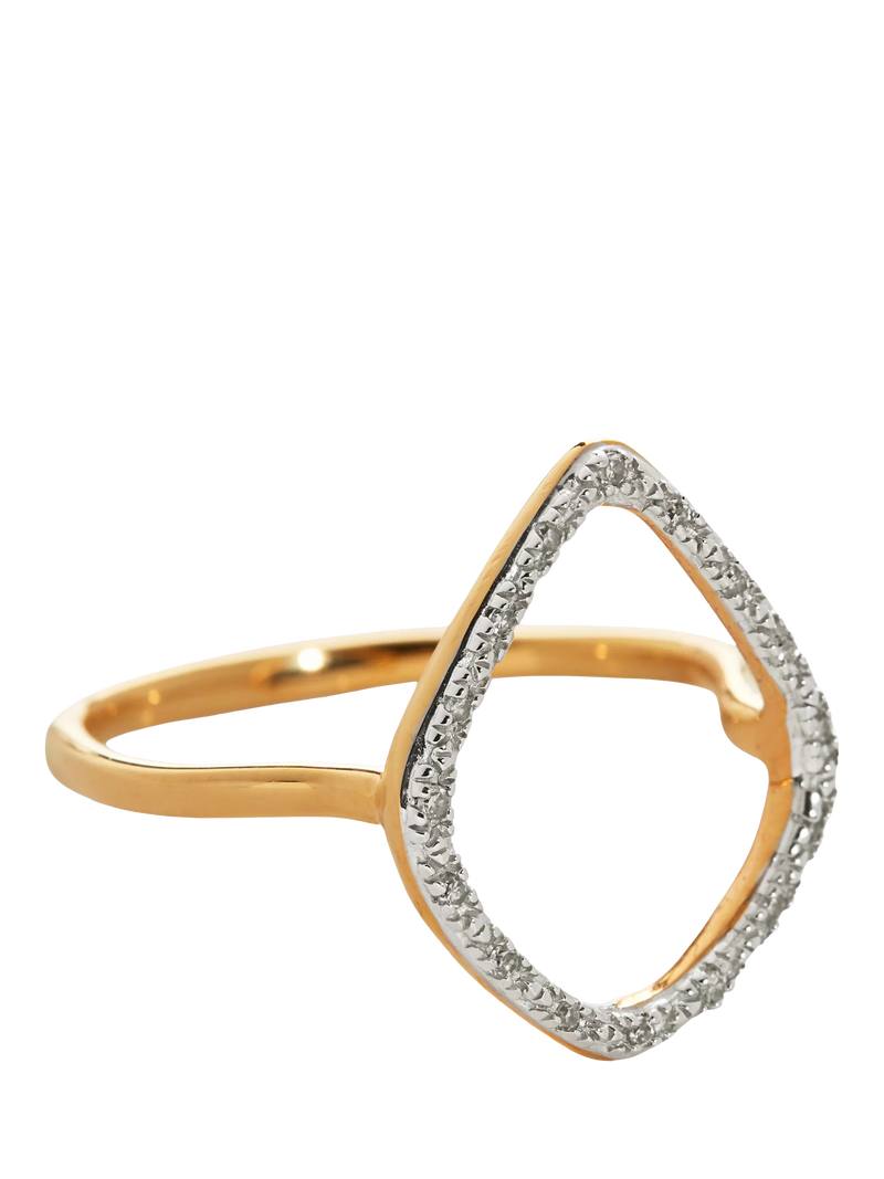 Monica Vinader Riva kite pavé diamond cross over ring size S - British product