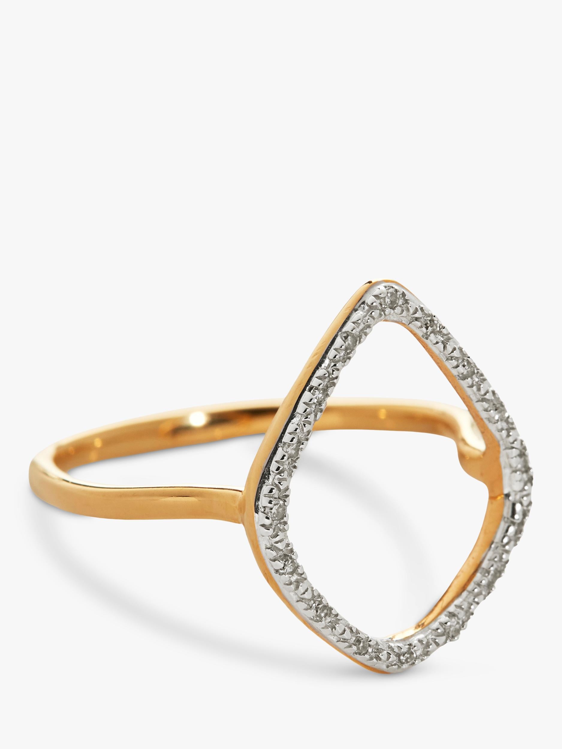 Monica Vinader Riva kite pavé diamond cross over ring size S - British product