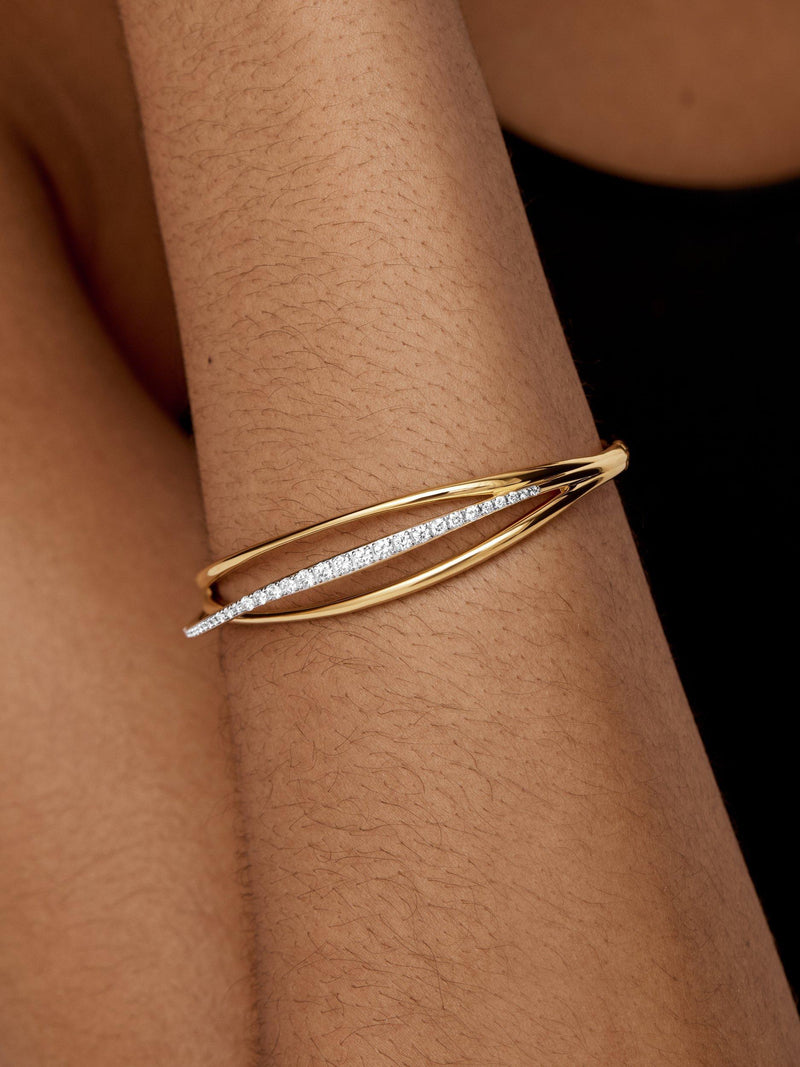 Monica Vinader gold wrap pave bracelet medium, imported from the UK