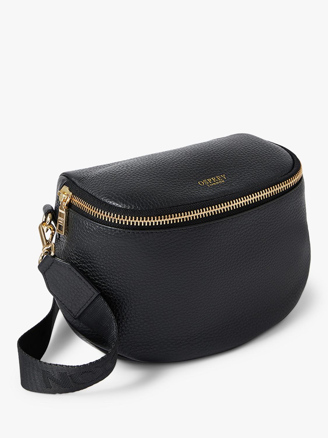 Osprey London crumple leather sling bag black - British product