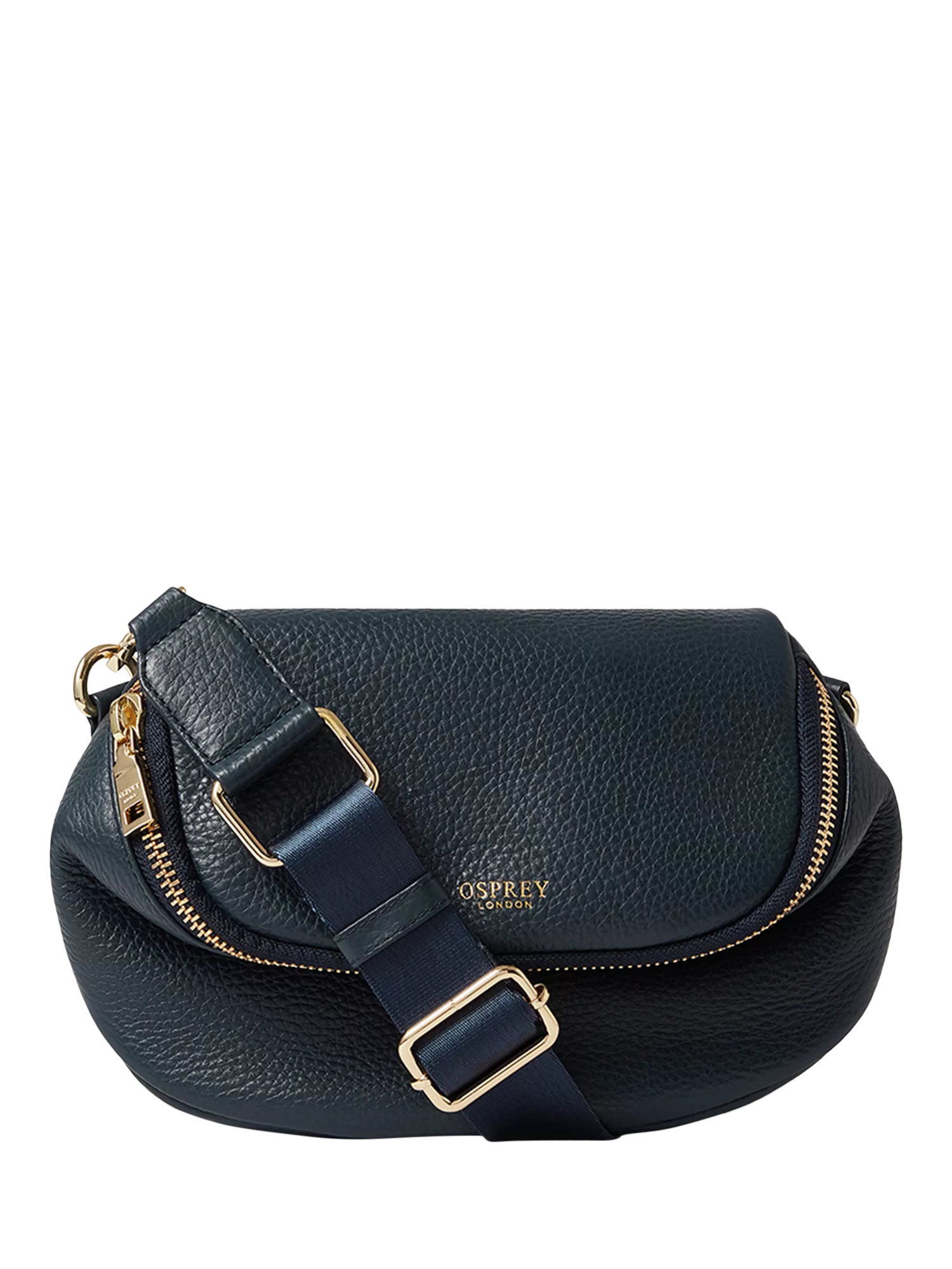OSPREY LONDON Crumple Leather Sling Bag, Navy