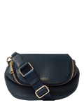 OSPREY LONDON Crumple Leather Sling Bag, Navy
