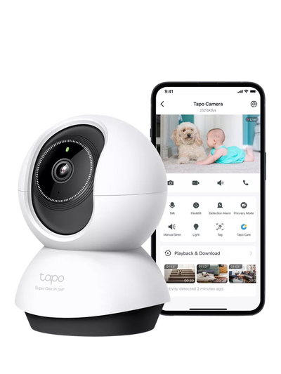 John Lewis TP-Link Tapo TC74 2K Indoor Pan & Tilt AI Smart Security Camera, Black- Buy online at McGrocer