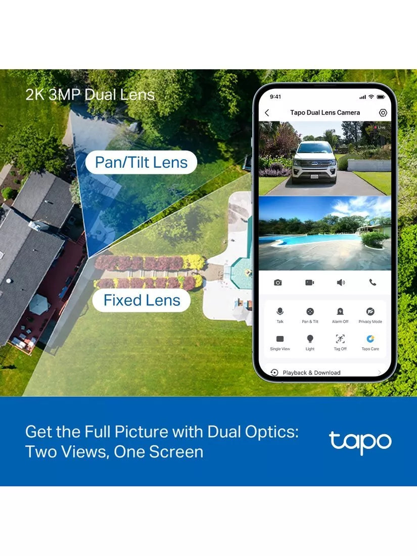 TP-Link Tapo TC93D Kit 2K dual lens solar security camera - British product
