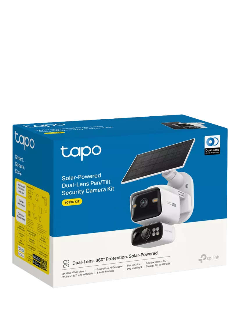 TP-Link Tapo TC93D Kit 2K dual lens solar security camera - British product