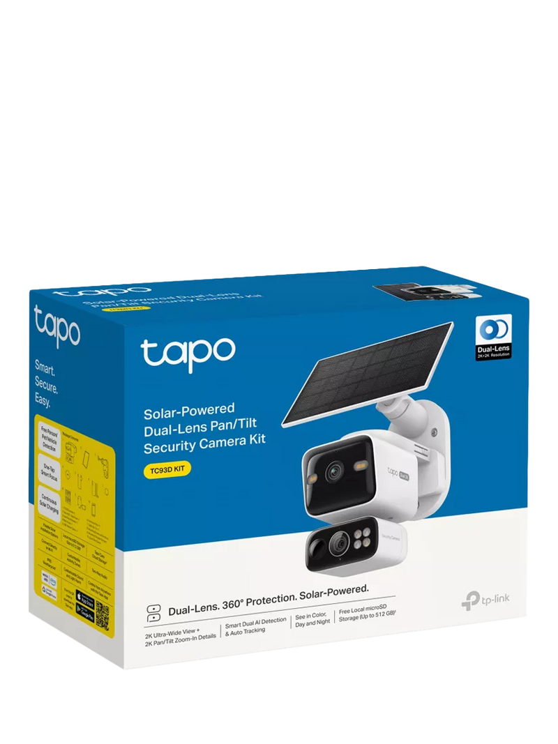 TP-Link Tapo TC93D Kit 2K dual lens solar security camera - British product