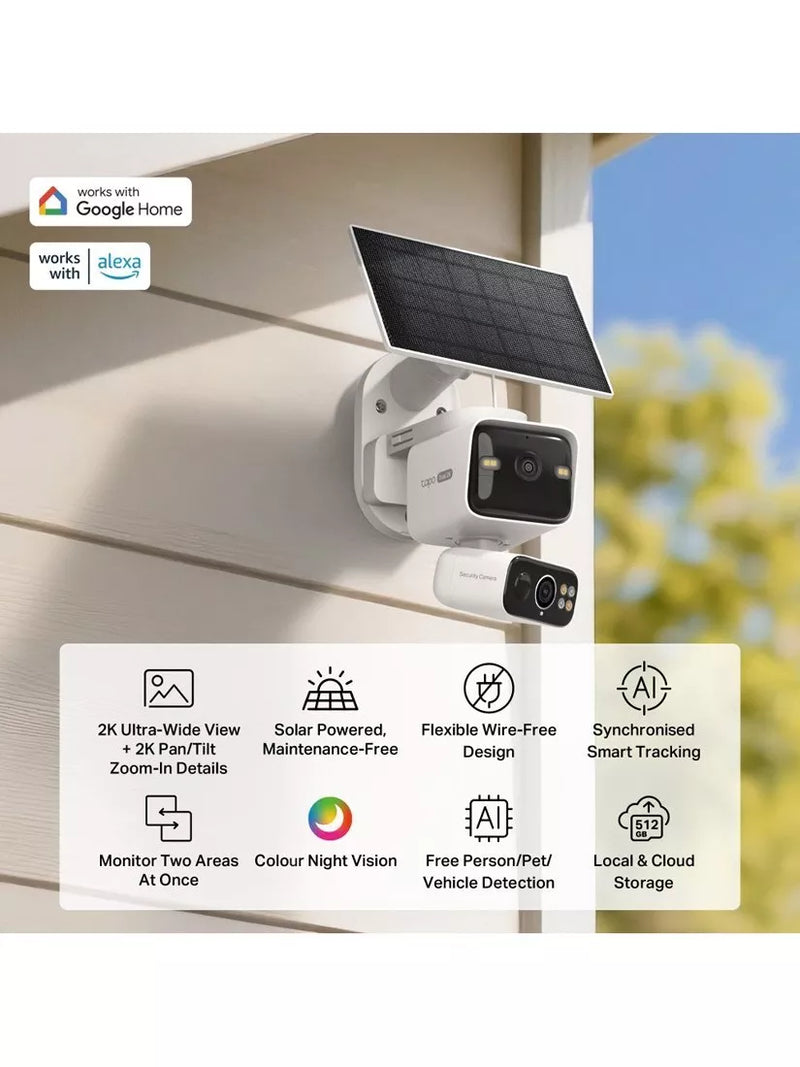 TP-Link Tapo TC93D Kit 2K dual lens solar security camera - British product