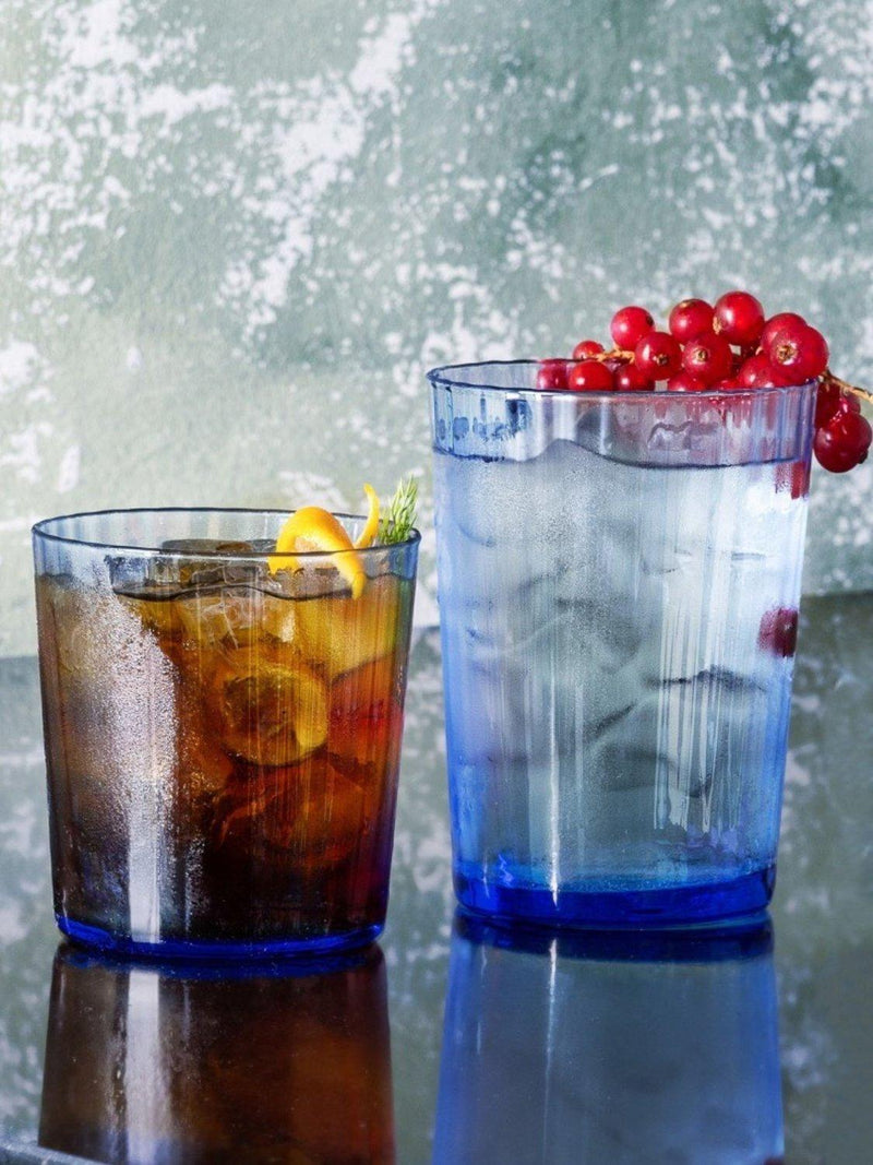 Bormioli Rocco blue fluted highball glasses 500ml pack of 4, UK version