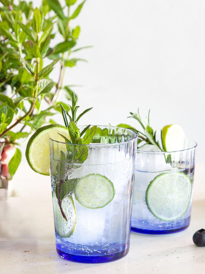 Bormioli Rocco blue fluted highball glasses 500ml pack of 4, UK version