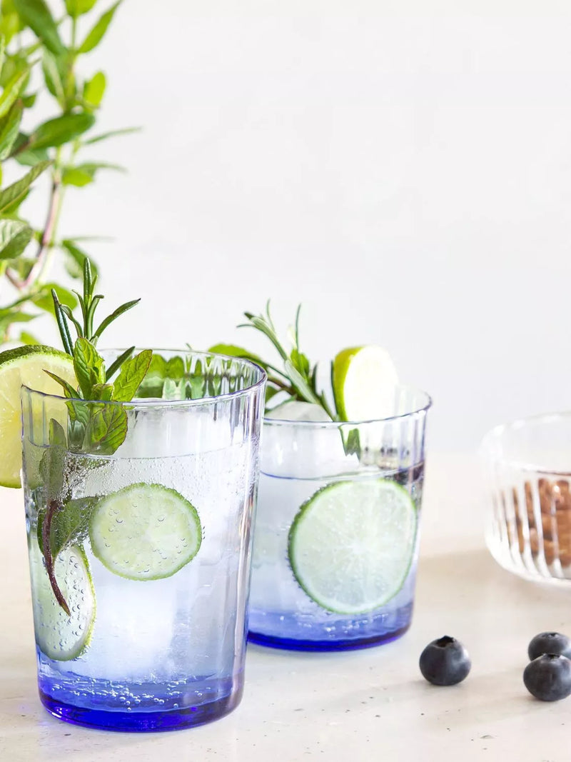 Bormioli Rocco blue fluted highball glasses 500ml pack of 4, UK version