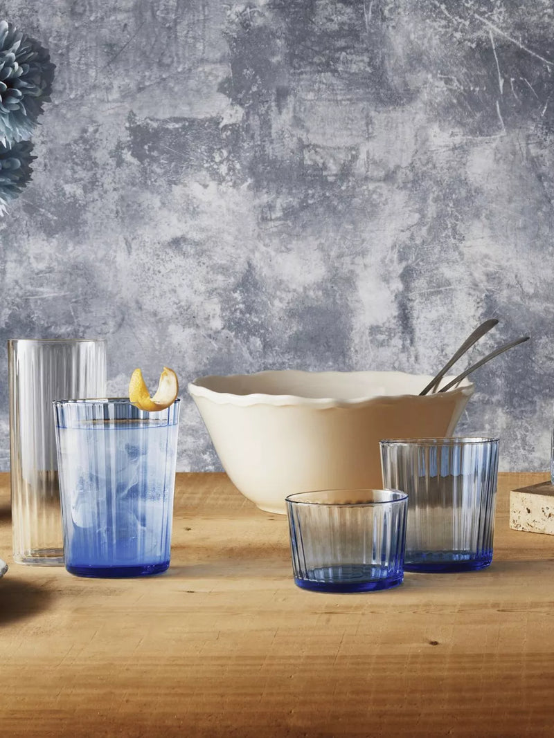 Bormioli Rocco blue fluted highball glasses 500ml pack of 4, UK version