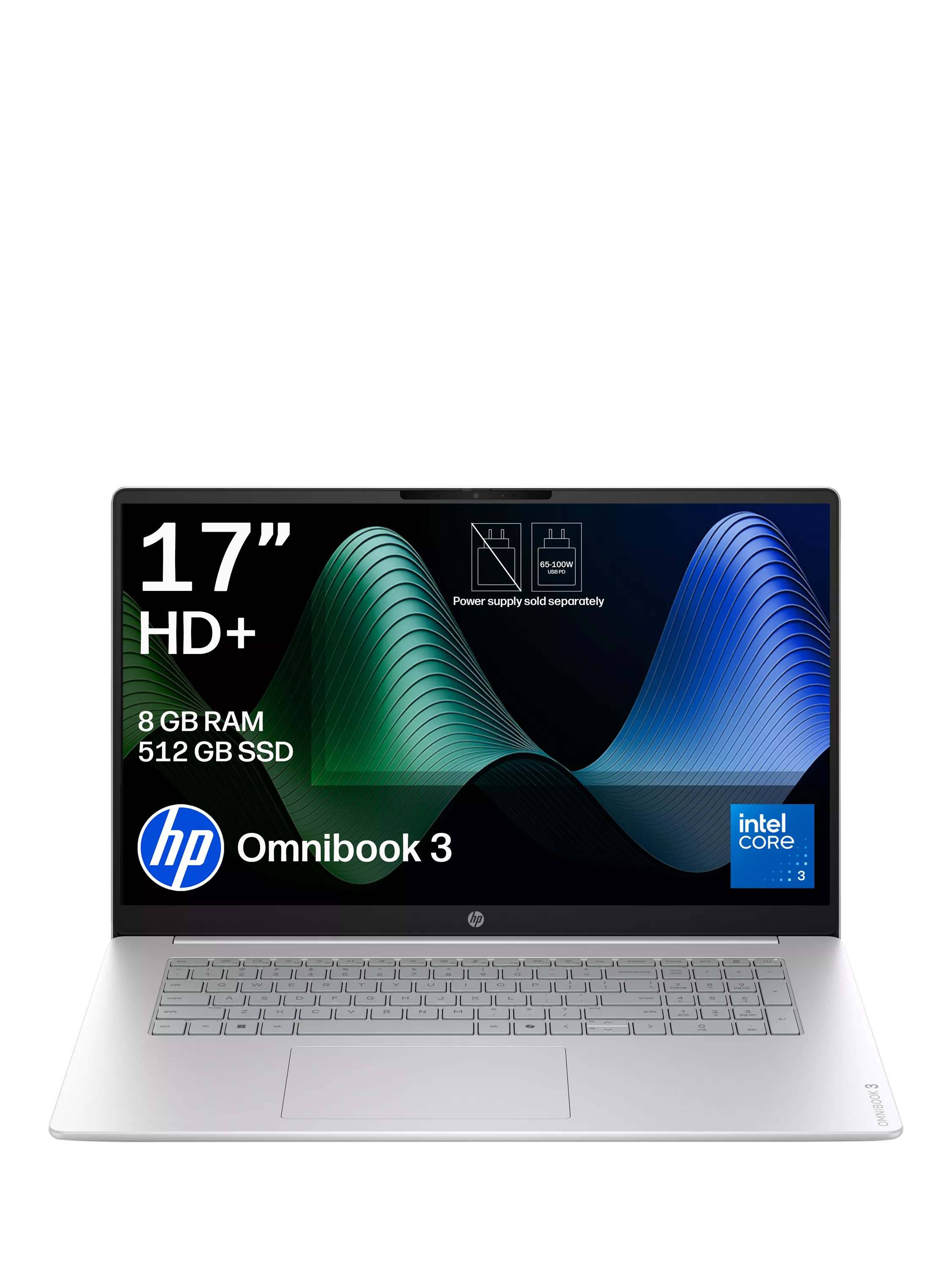 HP OmniBook 3 laptop Glacier Silver 17.3 inch - British product