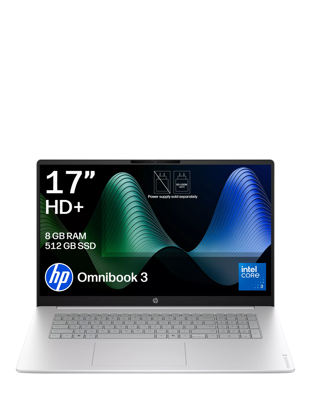 HP OmniBook 3 laptop Glacier Silver 17.3 inch - British product
