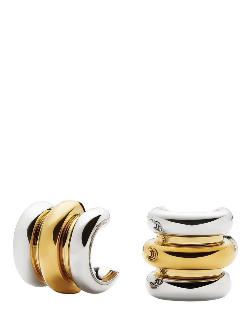 Missoma triple ridge stud earrings in silver and gold, imported from the UK