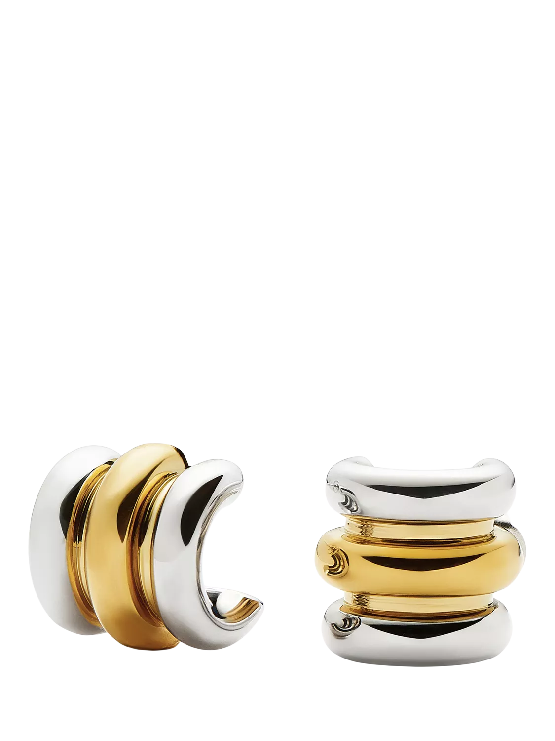Missoma triple ridge stud earrings in silver and gold, imported from the UK