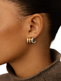 Missoma triple ridge stud earrings in silver and gold, imported from the UK