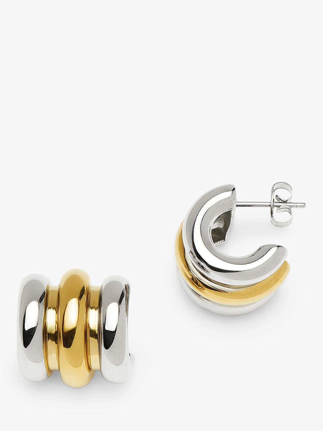 Missoma triple ridge stud earrings in silver and gold, imported from the UK