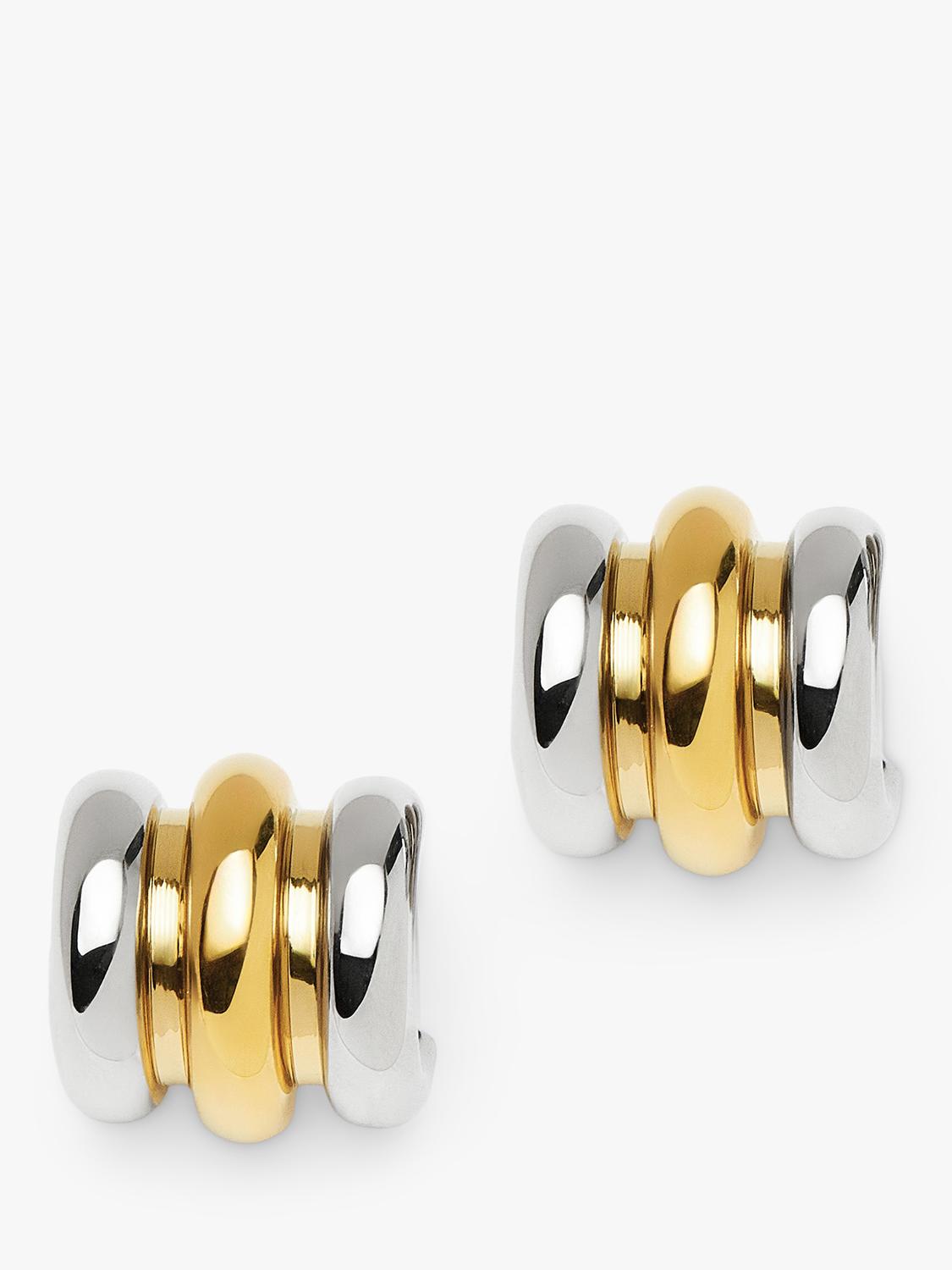 Missoma triple ridge stud earrings in silver and gold, imported from the UK