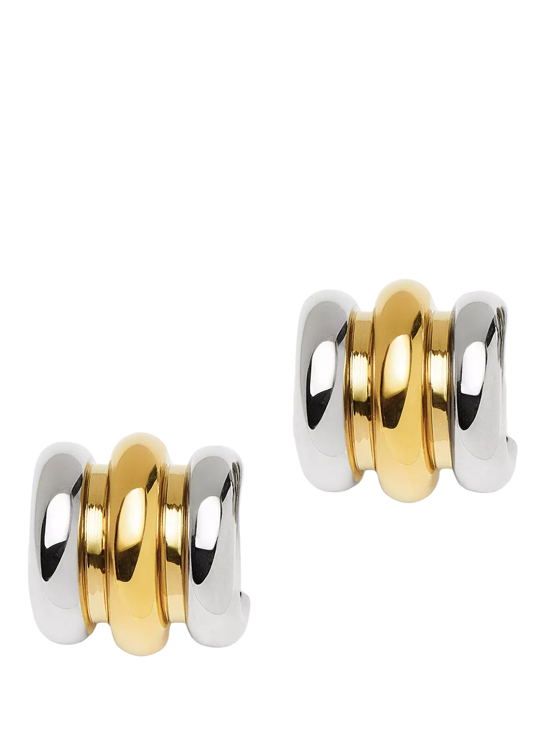Missoma triple ridge stud earrings in silver and gold, imported from the UK