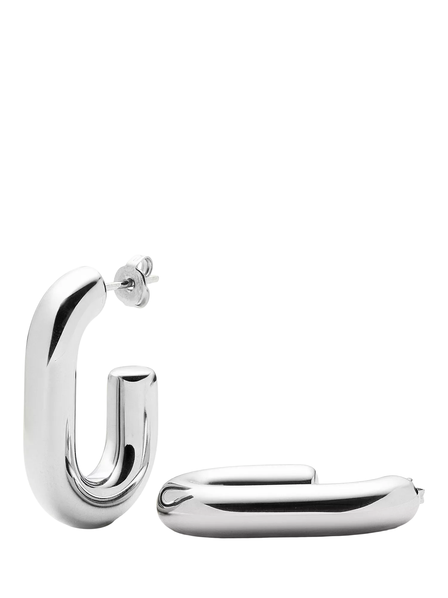 Missoma chubby oval hoop earrings, silver (British brand)