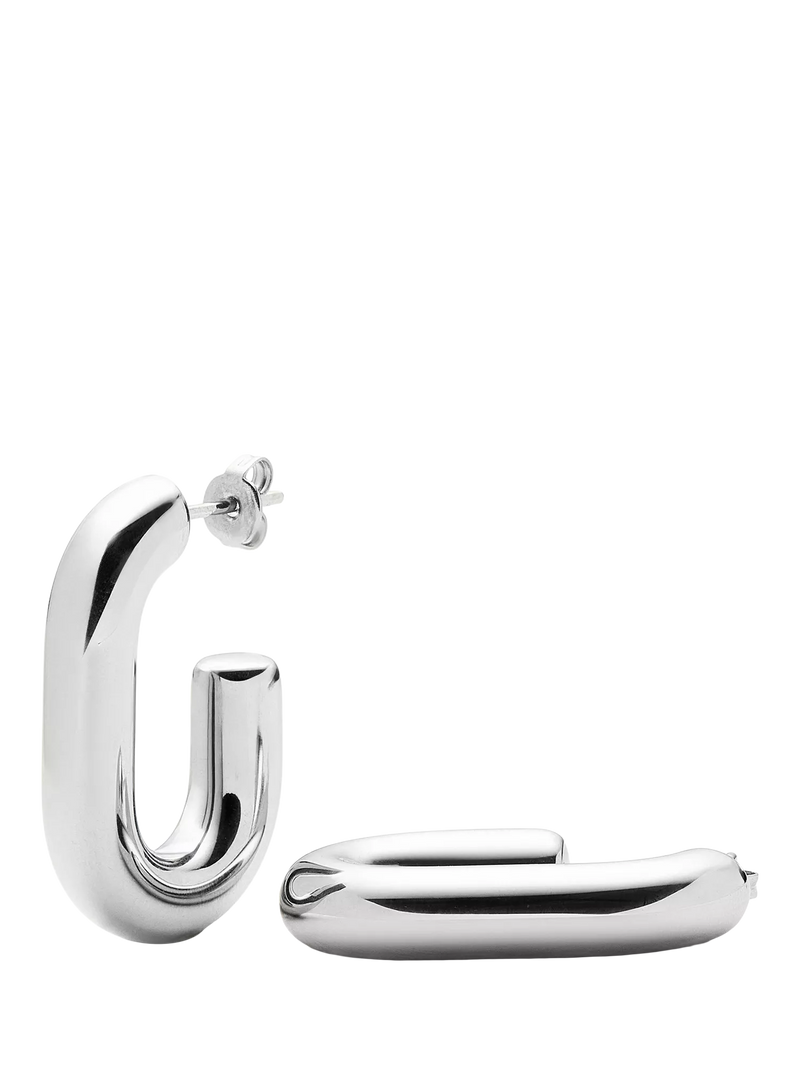 Missoma chubby oval hoop earrings, silver (British brand)