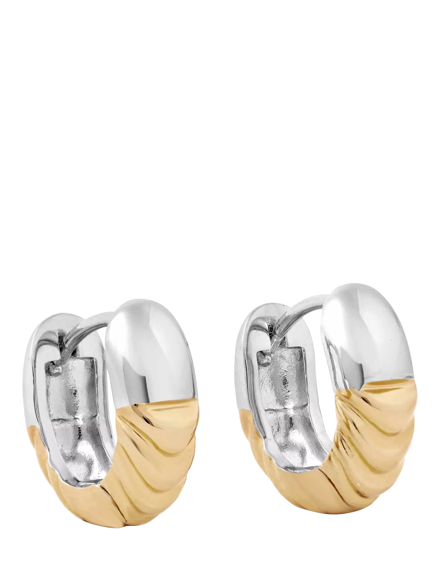 Astley Clarke Aurora Weave mixed metal hoop earrings gold silver, UK version