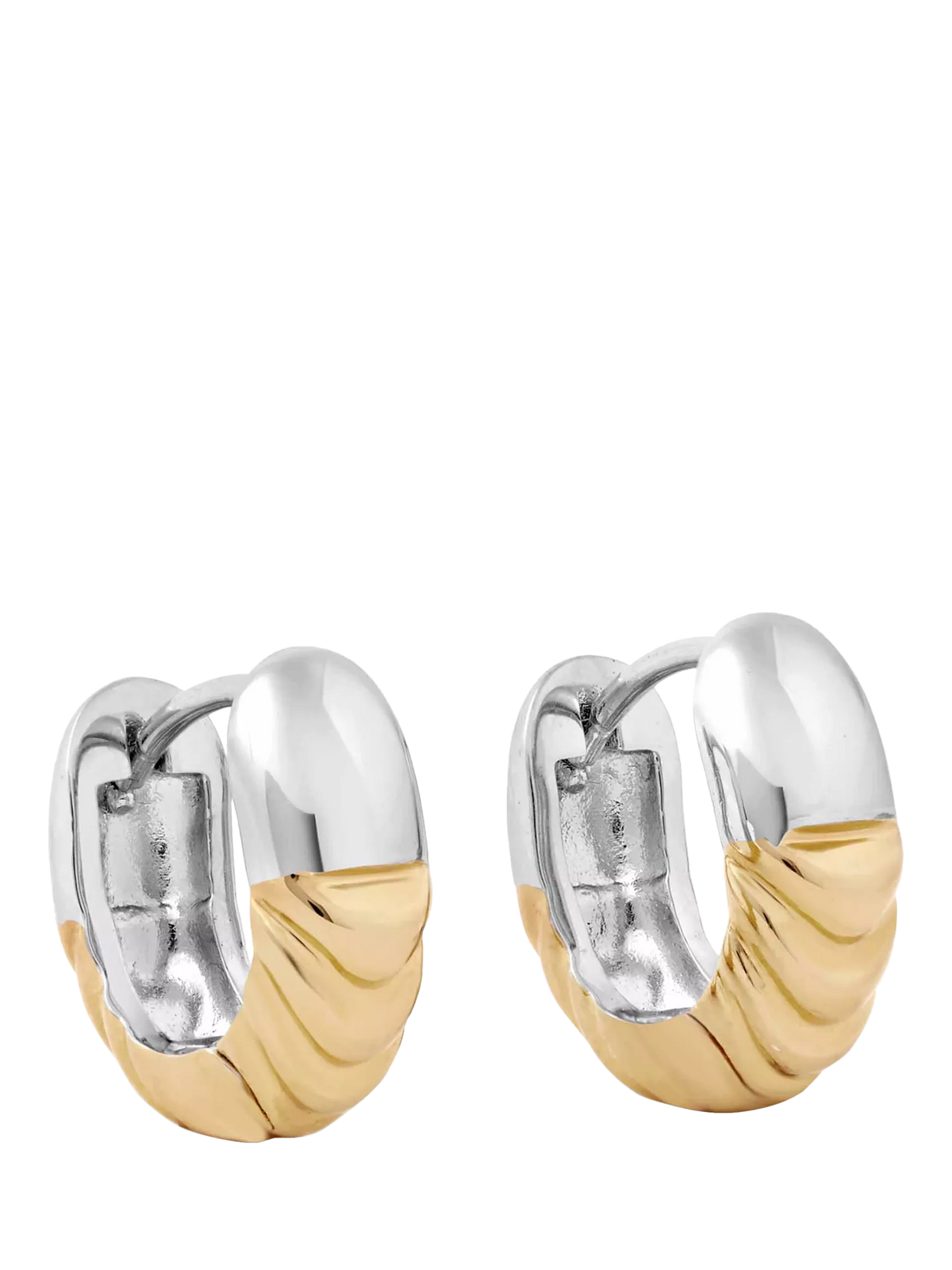 Astley Clarke Aurora Weave mixed metal hoop earrings gold silver, UK version