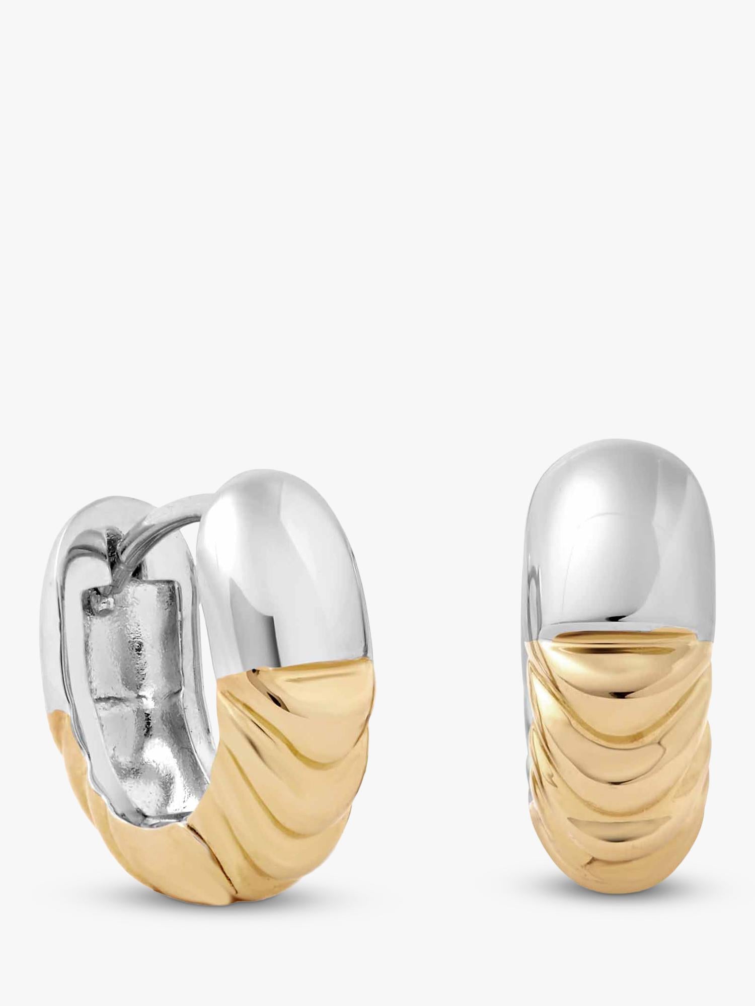 Astley Clarke Aurora Weave mixed metal hoop earrings gold silver, UK version