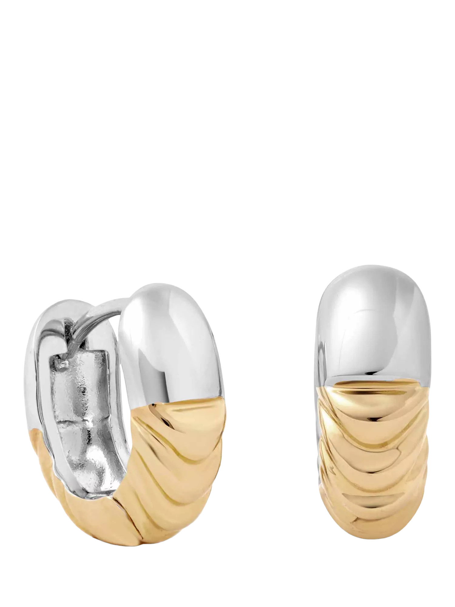 Astley Clarke Aurora Weave mixed metal hoop earrings gold silver, UK version