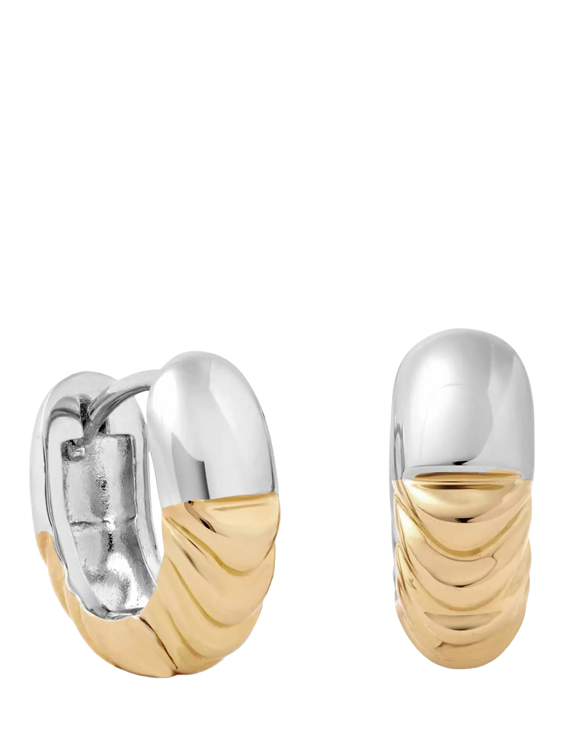 Astley Clarke Aurora Weave mixed metal hoop earrings gold silver, UK version