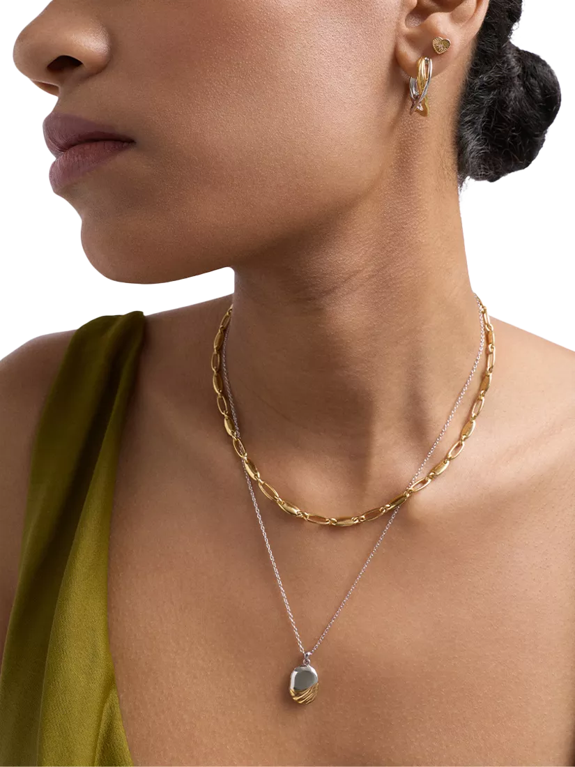 Astley Clarke gold and silver hoop earrings, imported from the UK